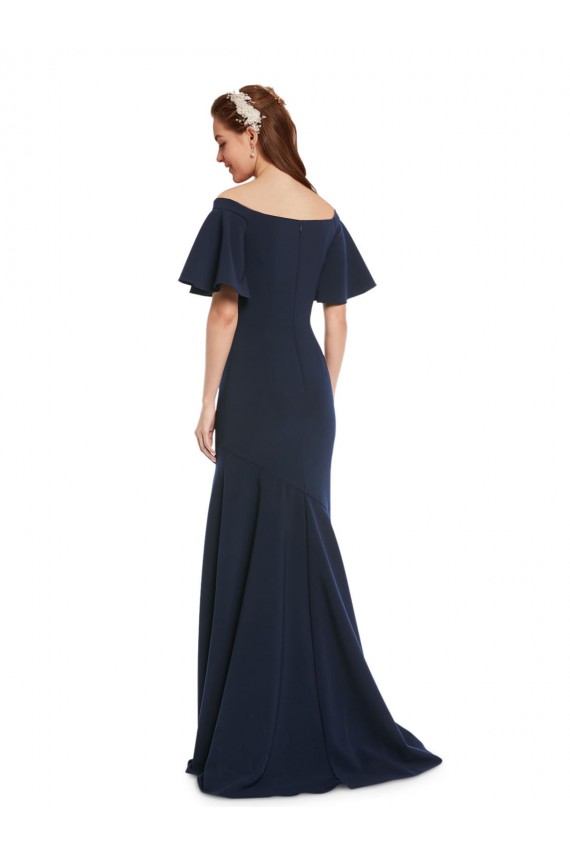 Purchase Long Short Sleeves Off the Shoulder Mermaid Stretch Crepe Evening Dress Canada