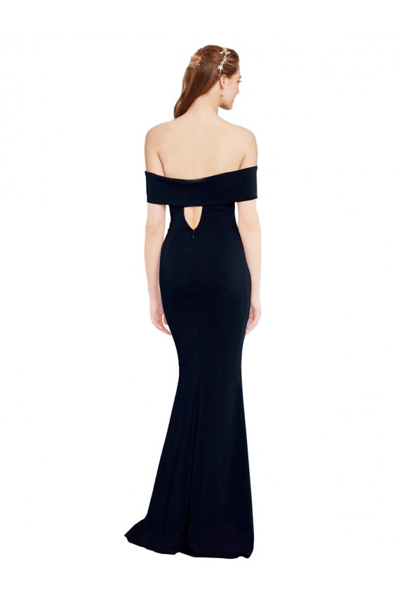 Purchase Long Sleeveless Off the Shoulder Mermaid Stretch Crepe Keyhole Back Evening Dress Canada