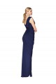 Purchase Long Sleeveless V-Neck Mermaid Soft Chiffon Dark Navy Sexy Evening Dress Canada