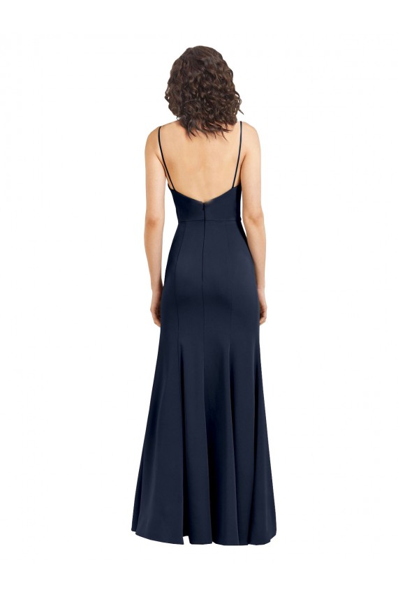 Purchase Long Sleeveless High Neck Sheath Stretch Crepe Low Back Evening Dress Canada