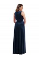 Purchase Long Sleeveless V-Neck Sheath Stretch Velvet Dark Navy Maxi Evening Dress Canada