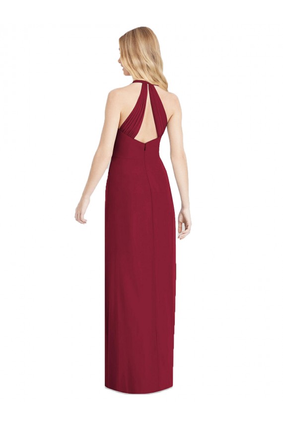 Purchase Long Sleeveless Halter Neck Trumpet Soft Chiffon Maxi Evening Dress Canada