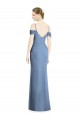 Purchase Long Cold Shoulder Off the Shoulder A-Line Soft Chiffon Dusty Blue Evening Dress Canada