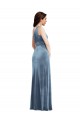 Purchase Long Sleeveless Off the Shoulder A-Line Stretch Velvet Maxi Evening Gown Canada