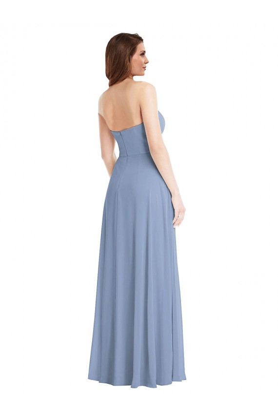 Purchase Long Sleeveless Strapless A-Line Soft Chiffon Maxi Evening Gown Canada