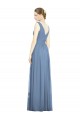 Purchase Long Sleeveless V-Neck A-Line Soft Chiffon Dusty Blue Maxi Evening Dress Canada