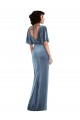 Purchase Long Flutter Sleeves Sheath Stretch Velvet Maxi Evening Dress Canada