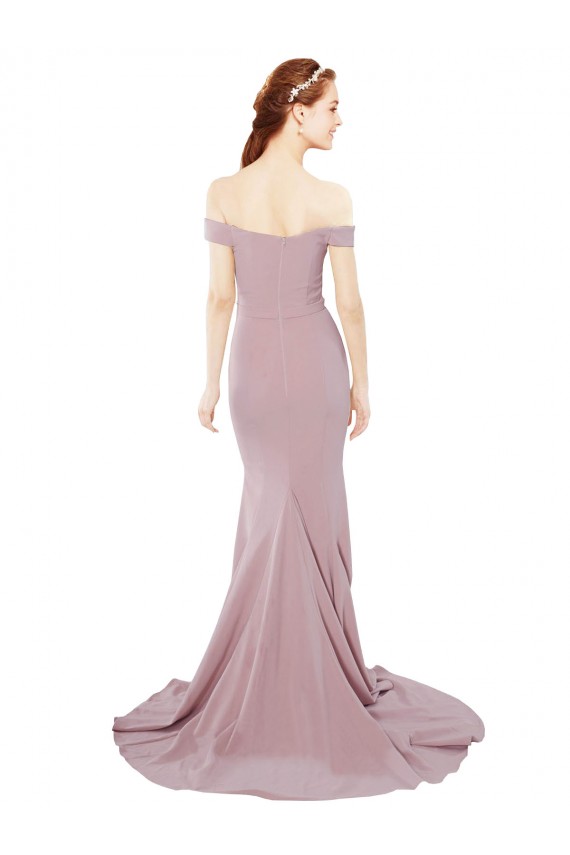 Purchase Sweep Train Sleeveless Off the Shoulder Mermaid Stretch Crepe Sexy Evening Dress Canada