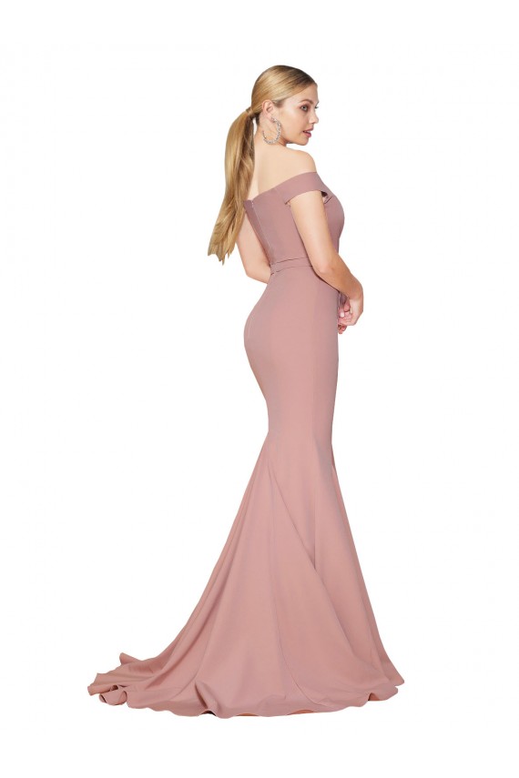 Purchase Sweep Train Sleeveless Off the Shoulder Mermaid Stretch Crepe Evening Dress Canada