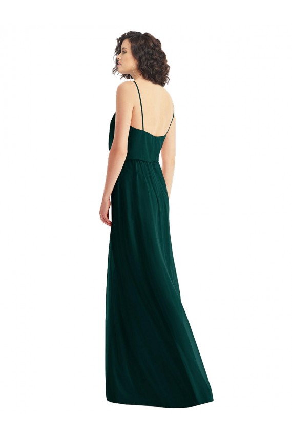 Purchase Long Sleeveless V-Neck A-Line Soft Chiffon Low Back Maxi Evening Dress Canada