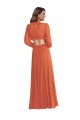 Purchase Long Long Sleeves V-Neck A-Line Soft Chiffon Maxi Evening Dress Canada
