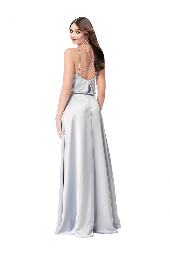 Purchase Long Sleeveless Halter Neck A-Line Silky Satin Fog Evening Dress Canada