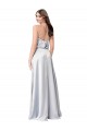 Purchase Long Sleeveless Halter Neck A-Line Silky Satin Fog Evening Dress Canada