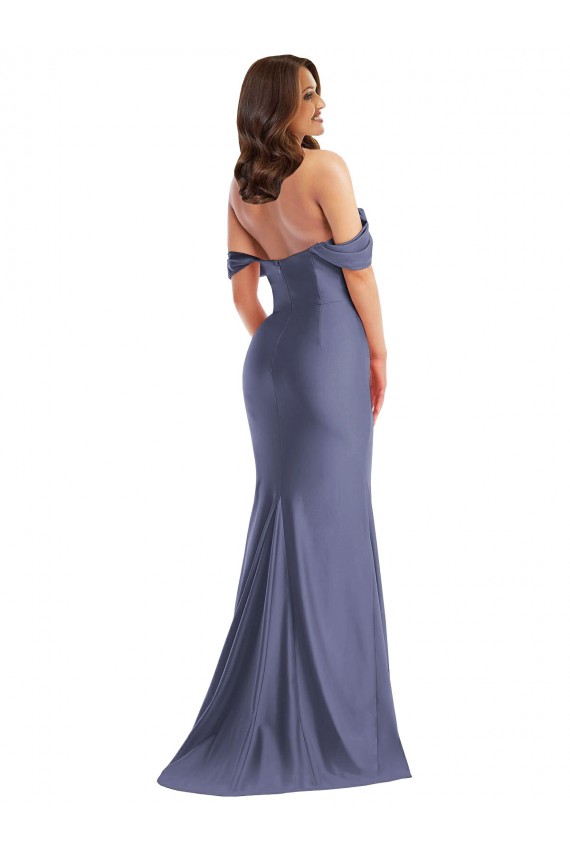 Purchase Long Sleeveless Off the Shoulder Mermaid Silky Satin Plus Size Evening Dress Canada
