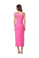 Purchase Midi Length Sleeveless One Shoulder Sheath Stretch Crepe Fuchsia Evening Dress Canada