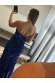 Purchase Sweep Train Sleeveless Strapless Sheath Velvet Sequin High Slit Evening Dress Canada