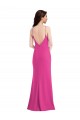 Purchase Long Sleeveless Halter Neck Trumpet Stretch Crepe Fuchsia Maxi Evening Dress Canada