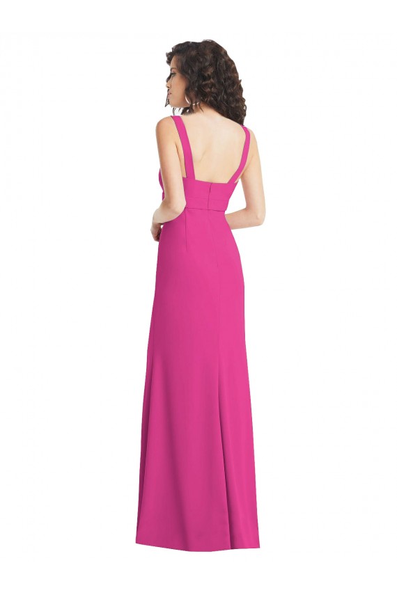 Purchase Long Sleeveless Square Neck Trumpet Stretch Crepe Maxi Evening Dress Canada
