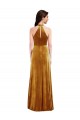 Purchase Long Sleeveless Halter Neck Trumpet Stretch Velvet Maxi Evening Dress Canada