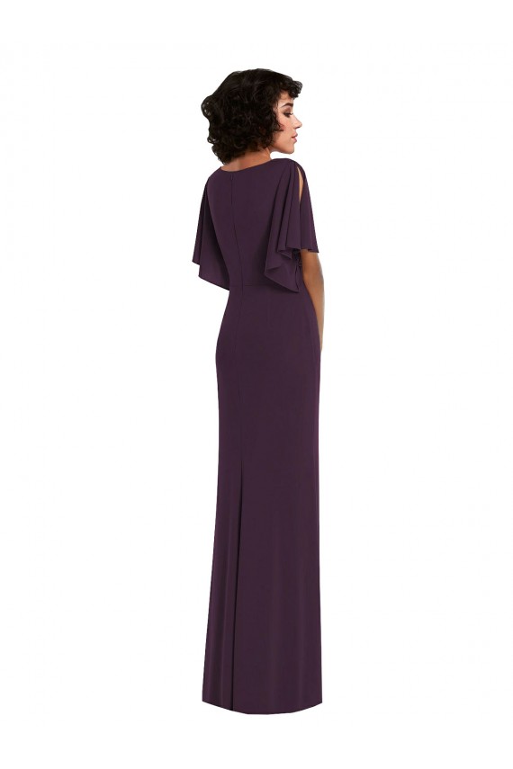 Purchase Long Split Sleeves V-Neck Sheath Spandex Maxi Evening Dress Canada