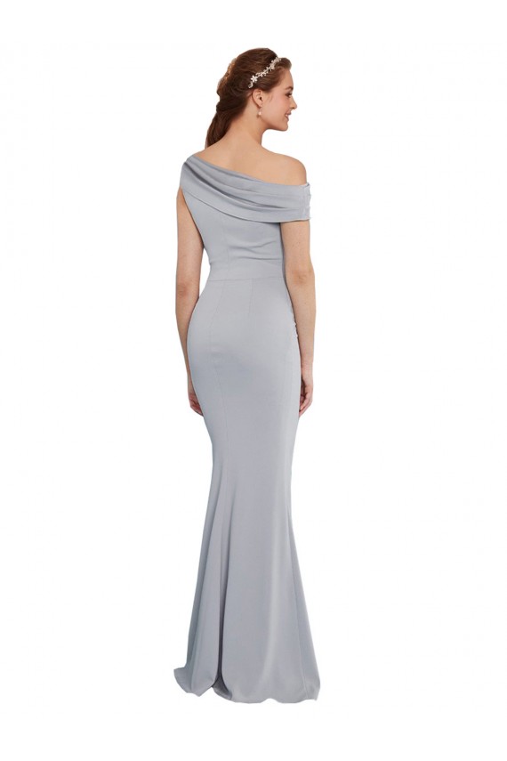 Purchase Long Sleeveless One Shoulder Mermaid Grey Stretch Crepe Evening Dress Canada