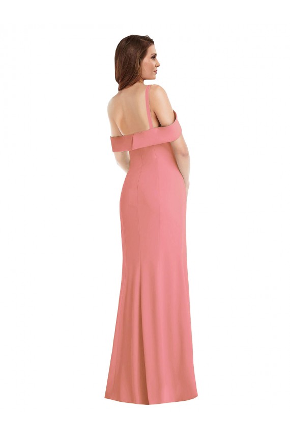 Purchase Long Sleeveless One Shoulder Trumpet Stretch Crepe Low Back Maxi Evening Dress Canada