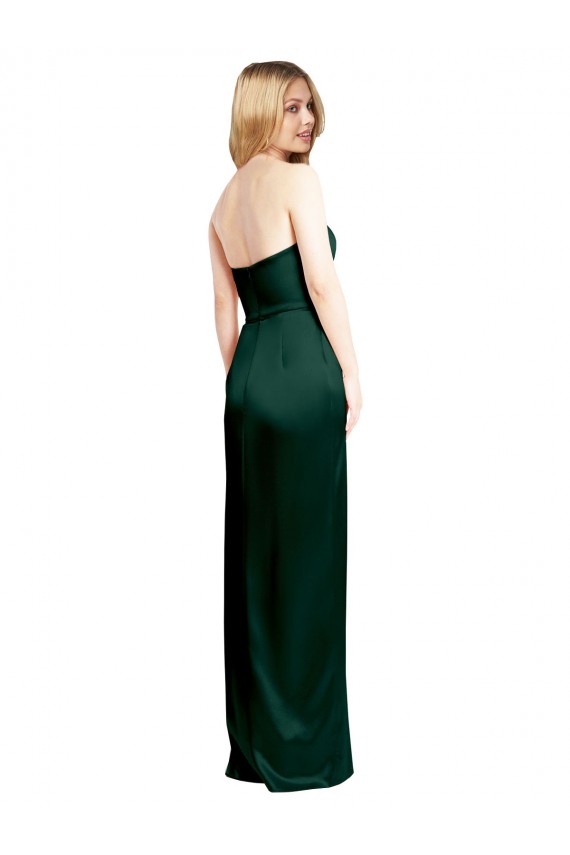 Purchase Long Sleeveless Strapless A-Line Stretch Satin Hunter Evening Dress Canada
