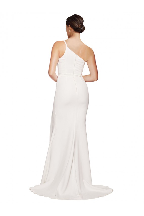 Purchase Sweep Train Sleeveless One Shoulder Sheath Stretch Crepe Semi Formal Bridal Party Dress Canada