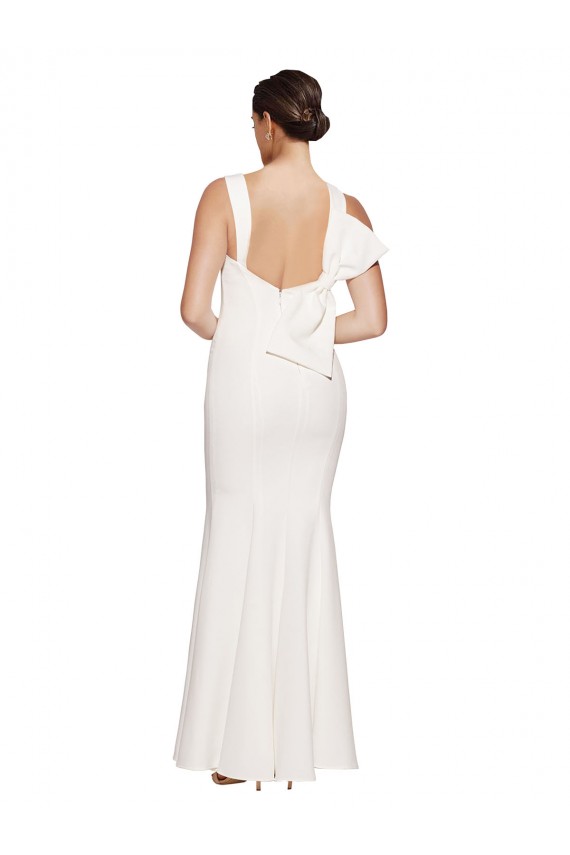 Purchase Long Sleeveless Square Neck Sheath Crepe Evening Dress Canada