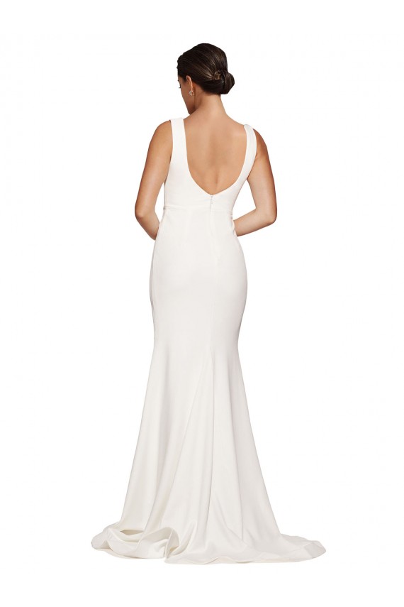 Purchase Sweep Train Sleeveless Square Neck Sheath Stretch Crepe Low Back Semi Formal Evening Dress Canada
