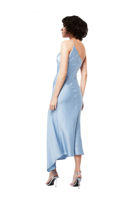 Purchase Midi Length Sleeveless One Shoulder A-Line Silky Satin Evening Dress Canada