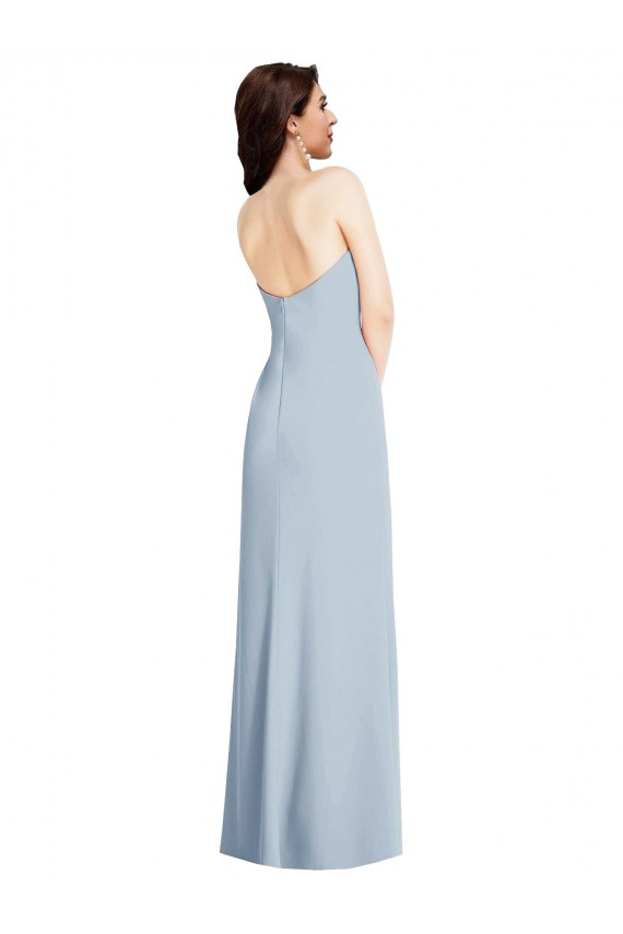 Purchase Long Sleeveless Strapless A-Line Stretch Crepe Maxi Evening Dress Canada