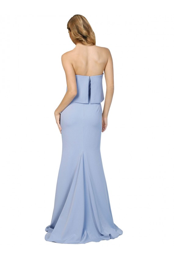 Purchase Long Sleeveless Strapless A-Line Stretch Crepe Evening Dress Canada
