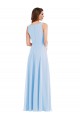 Purchase Long Sleeveless V-Neck A-Line Soft Chiffon Light Sky Blue Maxi Evening Dress Canada