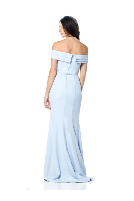 Purchase Long Sleeveless Off the Shoulder Mermaid Light Sky Blue Stretch Crepe Evening Dresses Canada