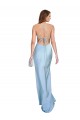 Purchase Long Sleeveless Cowl Neck Sheath Silky Satin Light Sky Blue Evening Dress Canada