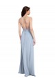 Purchase Long Sleeveless Halter Neck Sheath Stretch Crepe Light Sky Blue Evening Dress Canada