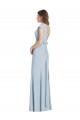 Purchase Long Cap Sleeves Bateau Neck Trumpet Stretch Crepe Light Sky Blue Semi Formal Evening Dress Canada