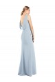 Purchase Long Sleeveless Bateau Neck Trumpet Stretch Crepe Light Sky Blue Semi Formal Evening Dress Canada