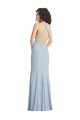 Purchase Long Sleeveless Halter Neck Trumpet Stretch Crepe Light Sky Blue Maxi Evening Gown Canada