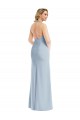 Purchase Long Sleeveless Halter Neck Trumpet Stretch Crepe Light Sky Blue Semi Formal Evening Dress Canada