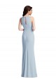 Purchase Long Sleeveless Halter Neck Trumpet Stretch Crepe Light Sky Blue Maxi Evening Dress Canada