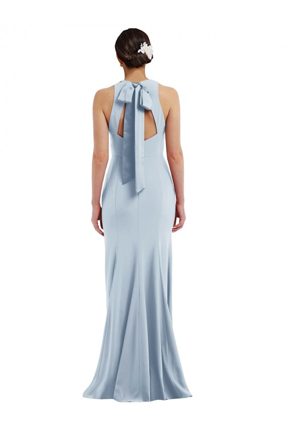 Purchase Long Sleeveless Halter Neck Trumpet Stretch Crepe Open Back Evening Dress Canada