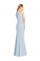 Purchase Long Sleeveless Halter Neck Trumpet Stretch Crepe Keyhole Back Semi Formal Evening Dress Canada