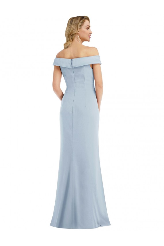 Purchase Long Sleeveless Off the Shoulder Trumpet Stretch Crepe Semi Formal Evening Dress Canada