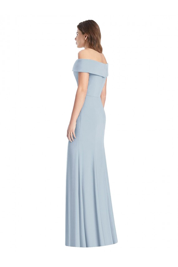 Purchase Long Sleeveless Off the Shoulder Trumpet Stretch Crepe Semi Formal Evening Gown Canada
