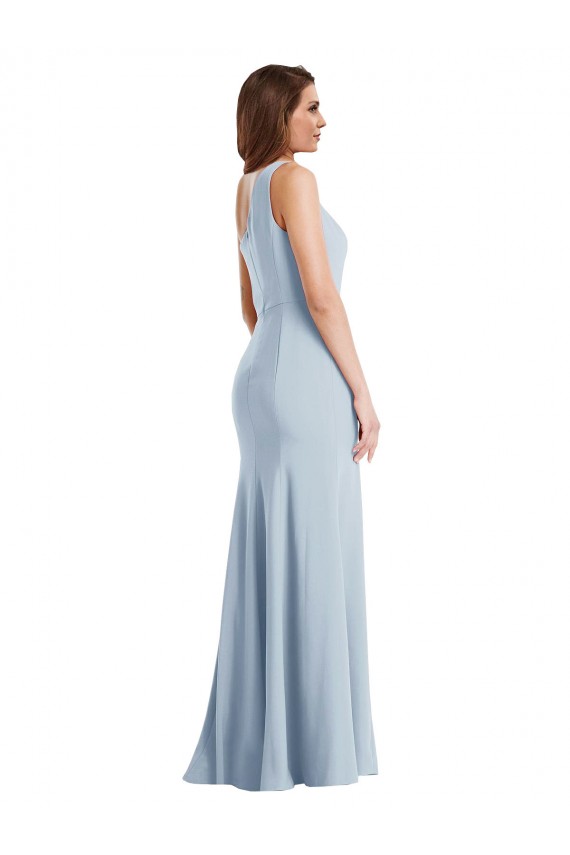 Purchase Long Sleeveless One Shoulder Trumpet Stretch Crepe Evening Dress Canada