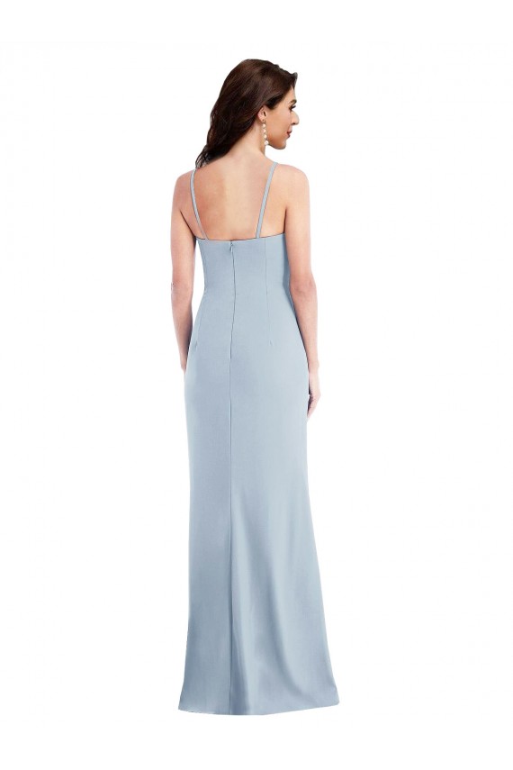 Purchase Long Sleeveless Spaghetti Straps Trumpet Stretch Crepe Maxi Evening Dresses Canada