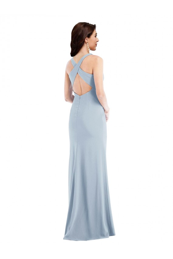 Purchase Long Sleeveless V-Neck Trumpet Stretch Crepe Maxi Evening Dress Canada