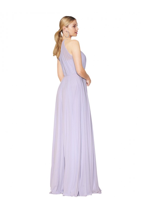 Purchase Long Sleeveless Halter Neck A-Line Soft Chiffon Lilac Evening Dress Canada